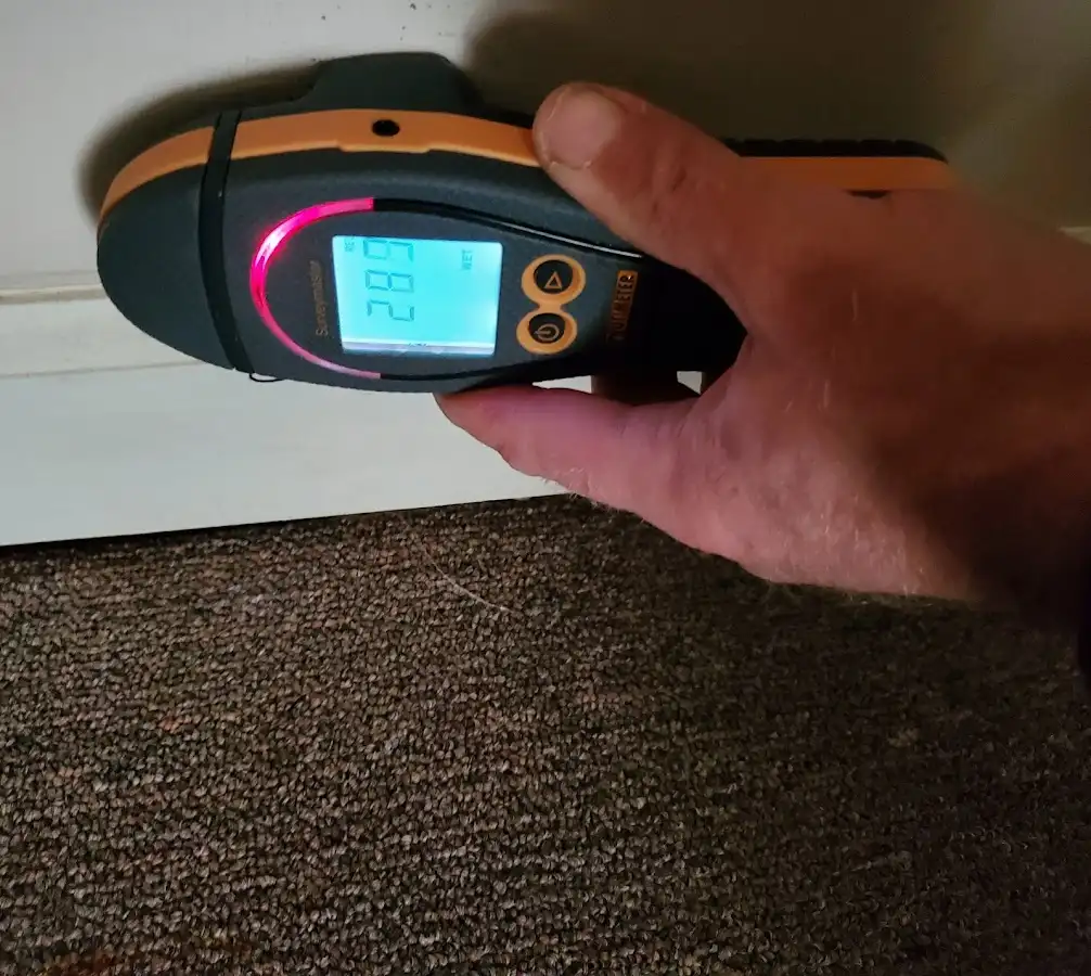 Moisture detection at baseboard during Burst Pipe Cleanup in Wasco